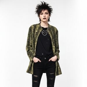 Vintage Giorgio Fiorlini Jacket Green Snakeskin Grunge Indie Plus Size